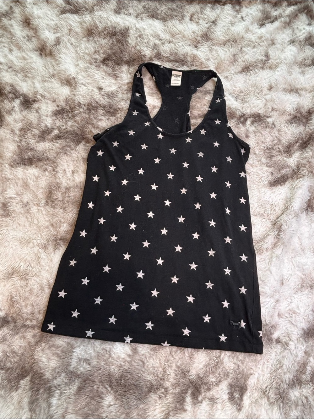 PINK Victoria's Secret Black Star-Print Racerback Tank